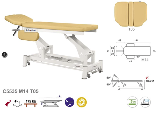 TABLE DE MASSAGE ÉLECTRIQUE C5535 M14 T05 ECOPOSTURAL