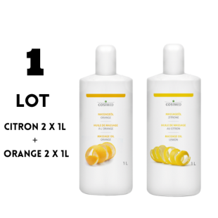 LOT COSIMED Huile de Massage Professionnelle 2 x 1l Orange + 2 x 1l Citron 1L 