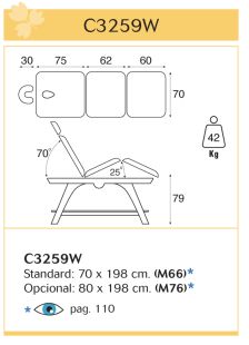 TABLE DE MASSAGE FIXE EN BOIS C3259WM66 ECOPOSTURAL